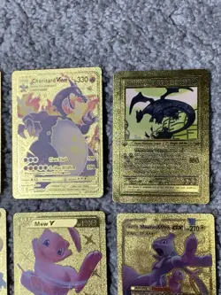 Pokemon Set of 15 Charizard,Pikachu,Mewtwo,Mew&More Gold Foil Fan Art Cards - Image 3
