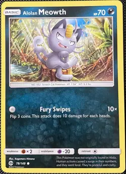 Alolan Meowth 78/149 SM Base Set Regular - Pokemon Card - Image 1