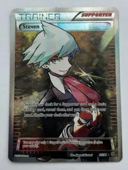 Pokemon TCG Steven Ancient Origins Holo Full Art Ultra Rare Card 95/98 LP - Image 1