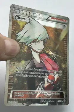 Pokemon TCG Steven Ancient Origins Holo Full Art Ultra Rare Card 95/98 LP - Image 3