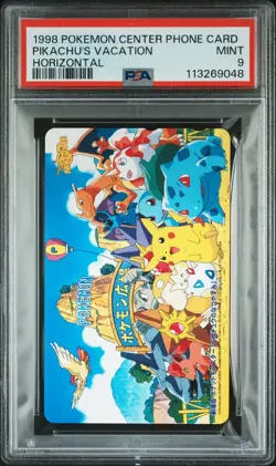 PSA 9 1998 Pokemon JR Kikaku Phone Card Pikachu's Vacation Horizontal - Image 1