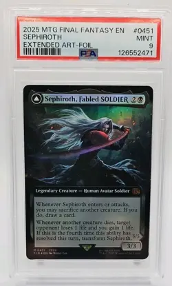 PSA 9 - Sephiroth, Fabled Soldier FOIL M 451 Extended Art MTG Final Fantasy FF7 - Image 1