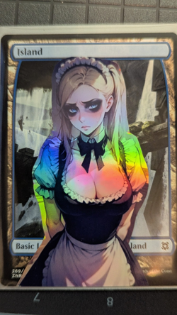 Island x Ester Maid Pissed (foil) MtG Alter Hand-Crafted! Anime Waifu - Image 1