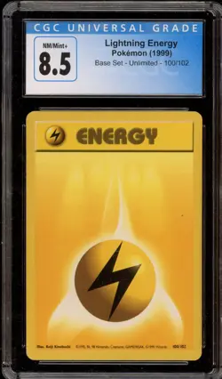 Pokemon Lightning Energy Base Set Unlimited #100 CGC 8.5 - Image 1