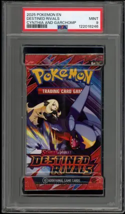 Pokemon Destined Rivals Cynthia And Garchomp Art Sealed Booster Pack PSA 9 Mint - Image 1