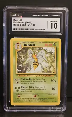 BEEDRILL Pokemon 2000 Base Set 2 - 21/130 CGC 10 GEM MINT - Image 1