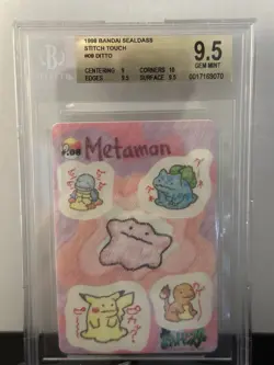 Pokemon Ditto #08 Stitch Touch Bandai Sealdass BGS 9.5 Pop 1 None Higher - Image 1
