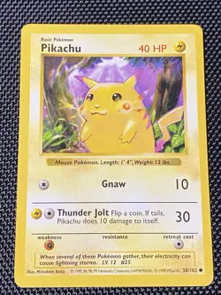 Pokemon TCG Pikachu (Red Cheeks) 58/102 Shadowless A - Image 1