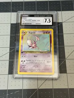 Espeon Neo Discovery 1st Edition 1/75 Holo CGC Near Mint + 7.5 Pokemon - Image 1