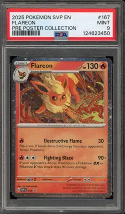 Pokemon Flareon Prismatic Evolutions Poster Coll. Holo Promo SVP EN 167 PSA 9 - Image 1