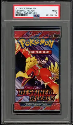 Pokemon Destined Rivals Ethan And Ho-Oh Art Sealed Booster Pack PSA 9 Mint - Image 1
