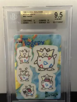 BGS 9.5 Pop 1 No Higher Pokemon Bandai Sealdass Stitch Touch (Togepi) #06 - Image 1