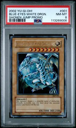 2002 YUGIOH! SHONEN JUMP PROMO #001 BLUE-EYES WHITE DRAGON PSA 8 - Image 1