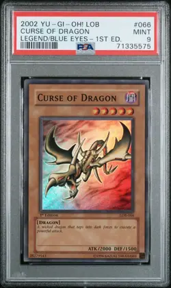 Yu-Gi-Oh! 2002 Curse Of Dragon LOB-066 1st Edition - PSA 9 - Image 1