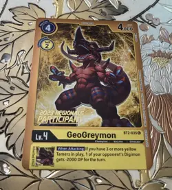 Digimon Card Game GeoGreymon BT2-035 Promo 2023 Regionals Participant - Image 1