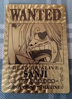 RARE SANJI One Piece Anime 24K Gold Flake Wanted Card CCG USA SELLER - Image 1