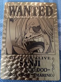 RARE SANJI One Piece Anime 24K Gold Flake Wanted Card CCG USA SELLER - Image 2