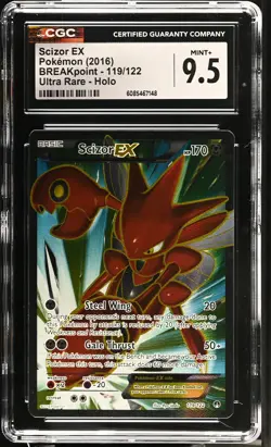 CGC 9.5 MINT+ Scizor EX 2016 BREAKpoint 119/122 Ultra Rare Holo Pokemon Card - Image 1