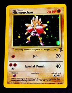 2000 Pokemon HITMONCHAN Base Set 2 Edition HOLO Foil Rare Card 8/130 Bleed WotC - Image 1