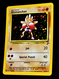 2000 Pokemon HITMONCHAN Base Set 2 Edition HOLO Foil Rare Card 8/130 Bleed WotC - Image 3