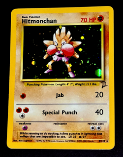 2000 Pokemon HITMONCHAN Base Set 2 Edition HOLO Foil Rare Card 8/130 Bleed WotC - Image 4