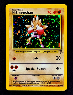 2000 Pokemon HITMONCHAN Base Set 2 Edition HOLO Foil Rare Card 8/130 Bleed WotC - Image 5