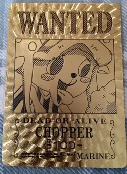 RARE TONY CHOPPER One Piece Anime 24K Gold Flake Wanted Card CCG USA SELLER - Image 1