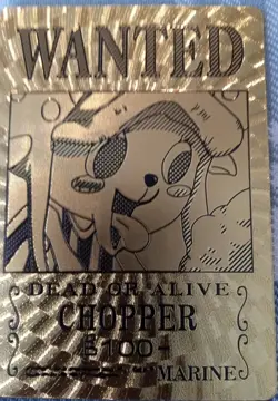 RARE TONY CHOPPER One Piece Anime 24K Gold Flake Wanted Card CCG USA SELLER - Image 2