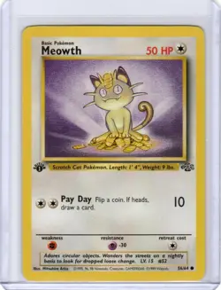 TCG Pokemon 1999 Jungle 1st Edition Meowth 56/64 Common - 699 - Image 1