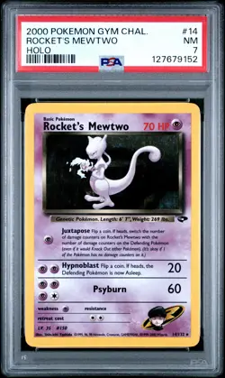 2000 POKEMON GYM CHALLENGE HOLO #14 ROCKET'S MEWTWO PSA 7 - Image 1