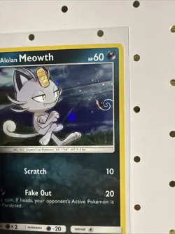 Pokemon Alolan Meowth Looking At Swirl TCG Sun & Moon SM43 Promo Holo Card NM - Image 2