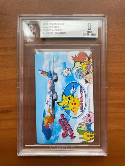 Pokemon 2000 Phone Card Ana Airlines BGS 9 Pikachu Pichu & Johto PSA - Image 1