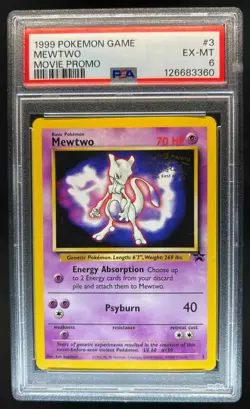 1999 Pokemon Wizards Black Star Promos Mewtwo #3 PSA 6 - Image 1