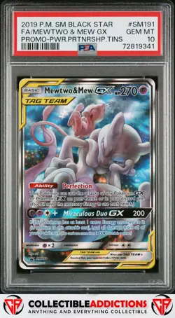 2019 Pokemon Sm Black Star Promo #SM191 Mewtwo & Mew Gx PSA 10 - Image 1