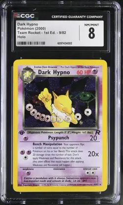 CGC 8 Dark Hypno Team Rocket 1st Edition 9/82 Holo SWIRL Graded Pokemon Card - Image 1