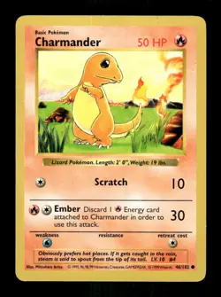 Pokemon Charmander Common Base Set (Shadowless) 046/102 LP - Image 1