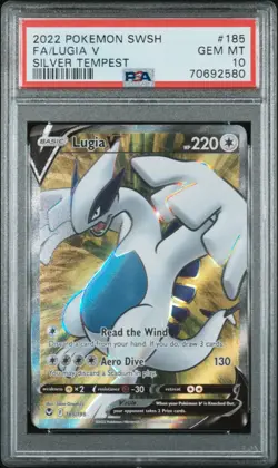 2022 Pokemon SWSH FA/Lugia V #185 Silver Tempest PSA 10 - Image 1