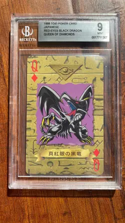 1998 Yugioh Toei Poker Japanese Red Eyes Black Dragon Queen of Diamonds BGS 9 - Image 1