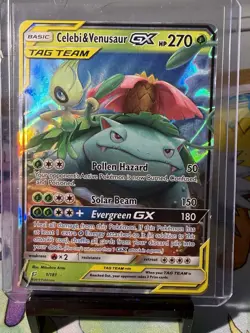 Pokemon TCG Celebi & Venusaur GX 1/181 Sm-Team Up Holo Tag Team Card - Image 1