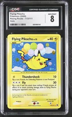 CGC 8 Flying Pikachu 2009 Rising Rivals 113/111 Holo Pokemon Card - Image 1