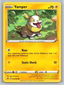 Yamper (073) #073/202 SWSH01: Sword & Shield Base Set Common - Pokemon Cards G5 - Image 1