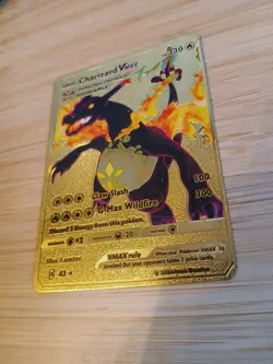 Pokemon Charizard VMax Gold Foil Holo Textured Fan Art Card Nintendo - Image 2
