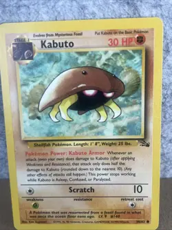 Pokemon Card Kabuto W Stamp Stamped WOTC Promo, Fossil, 50/62, LP (C) - Image 1