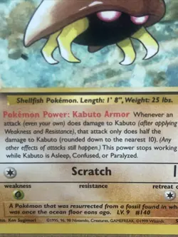Pokemon Card Kabuto W Stamp Stamped WOTC Promo, Fossil, 50/62, LP (C) - Image 3