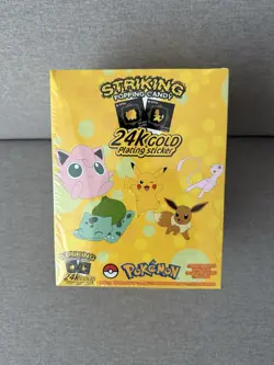 24k Gold Plating Pokemon Sticker Card Poping Candy Sealed New 1 BOX - 12 Packs - Image 1