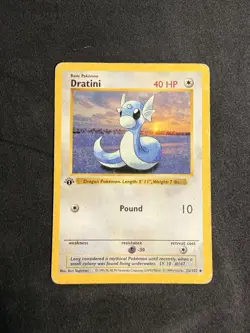Dratini 26/102 MINT 1999 Pokemon 1st Edition Base Set Shadowless HP - Image 2