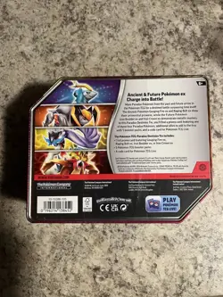 Pokemon Paradox Destinies Tin-Gouging Fire ex Tin w/5 Booster Packs New/Sealed - Image 2
