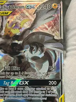 Pokemon TCG Pikachu & Zekrom GX SM168 Black Star Promo Tag Team Holo DMG - Image 4