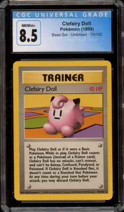 Pokemon Clefairy Doll Base Set Unlimited Rare #70 CGC 8.5 - Image 1