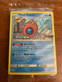 Pokemon Wash Rotom Holo Prerelease Promo SM Ultra Prism SM94 Sealed Pack - Image 1